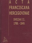 Acta Franciscana Hercegovinae II. 1700.-1849.