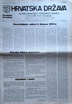 Hrvatska država. Glasilo HNO 270/XXIV/1977