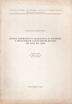 Uloga njemačkoga kazališta u Zagrebu u hrvatskom  kulturnom životu od 1840. do 1860.
