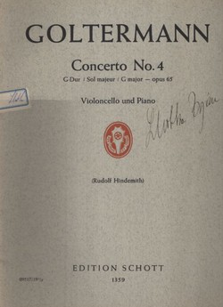 Concerto No. 4 G-Dur / Sol majeur / G major - opus 65. Violoncello und Piano (Rudolf Hindemith)