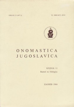 Onomastica jugoslavica 11/1984
