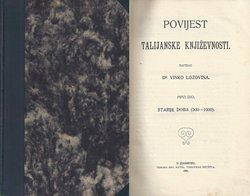 Slike iz svjetske književnosti VIII. Povijest talijanske književnosti I. Starije doba (500-1600)