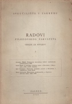 Radovi Filozofskog fakulteta. Odsjek za povijest 3/1960
