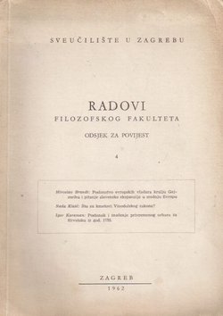 Radovi Filozofskog fakulteta. Odsjek za povijest 4/1962