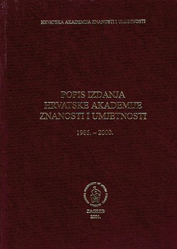 Popis izdanja Hrvatske akademije znanosti i umjetnosti 1986.-2000.