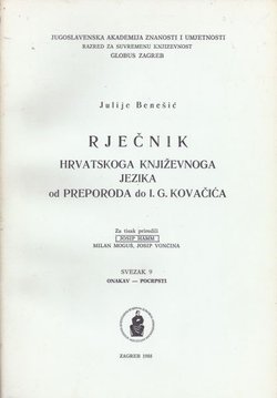 Rječnik hrvatskoga književnoga jezika od Preporoda do I.G. Kovačića. Svezak 9 (onakav-pocrpsti)
