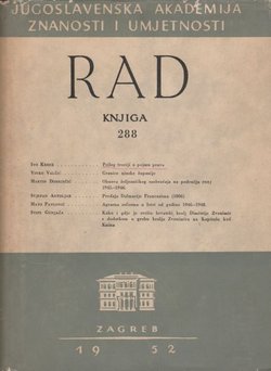 Rad JAZU. Knjiga 288. Odjel za filozofiju i društvene nauke IV/1952