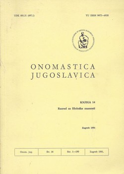 Onomastica jugoslavica 14/1991