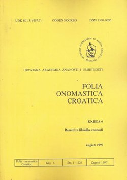 Folia onomastica croatica 6/1997