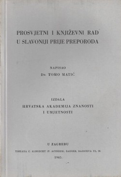 Prosvjetni i književni rad u Slavoniji prije Preporoda