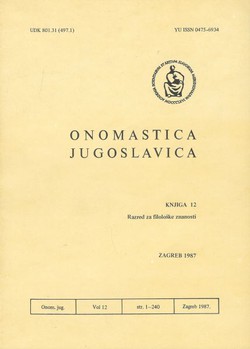 Onomastica jugoslavica 12/1987