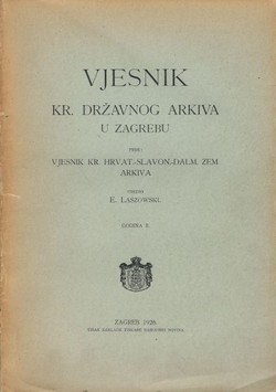 Vjesnik Kr. državnog arkiva u Zagrebu II/1926