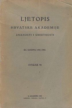 Ljetopis HAZU za godinu 1941./1943. Svezak 54