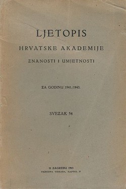 Ljetopis HAZU za godinu 1941./1943. Svezak 54