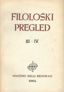 Filološki pregled. Knjiga druga III-IV/1964