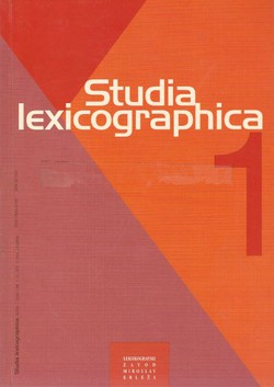 Studia lexicographica 1/2007