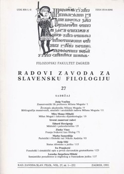 Radovi Zavoda za slavensku filologiju 27/1992