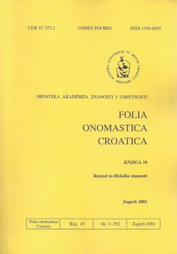 Folia onomastica croatica 10/2001