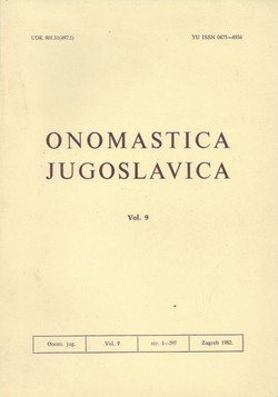 Onomastica jugoslavica 9/1982