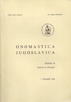 Onomastica jugoslavica 10/1982