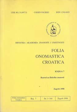 Folia onomastica croatica 7/1998