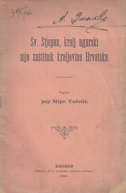 Sv. Stjepan, kralj ugarski nije zaštitnik kraljevine Hrvatske