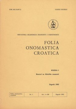 Folia onomastica croatica 1/1992