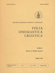 Folia onomastica croatica 1/1992