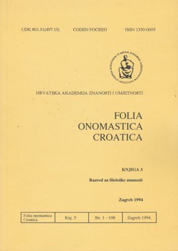 Folia onomastica croatica 3/1994
