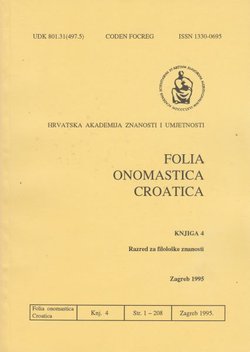 Folia onomastica croatica 4/1995