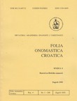 Folia onomastica croatica 4/1995