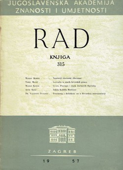 Rad JAZU. Knjiga 315. Odjel za filologiju X/1957