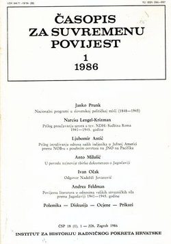 Časopis za suvremenu povijest 1/1986