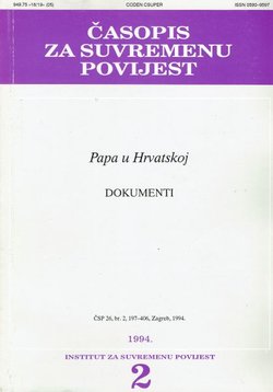Časopis za suvremenu povijest 2/1994 (Papa u Hrvatskoj. Dokumenti)