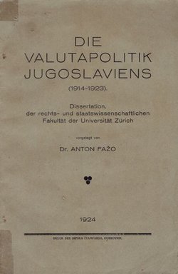 Die Valutapolitik Jugoslaviens (1914-1923)