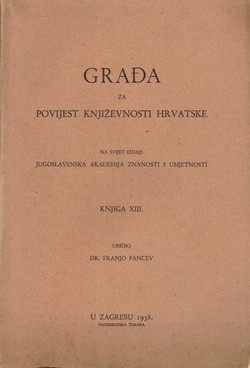 Građa za povijest književnosti hrvatske XIII/1938