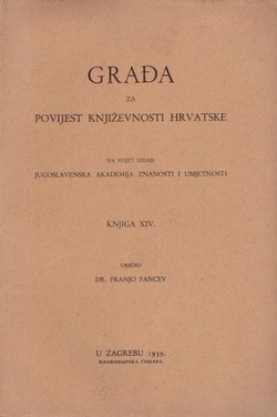 Građa za povijest književnosti hrvatske XIV/1939