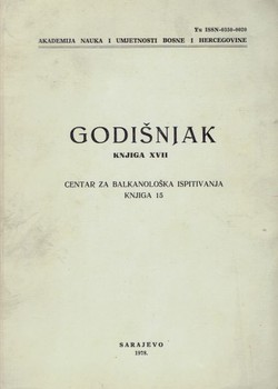 Godišnjak ANUBiH. Knjiga XVII. Centar za balkanološka ispitivanja 15/1978