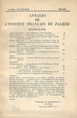 Annales de L'institut francais de Zagreb. 2e Serie. 10-11-12-13/1961-64