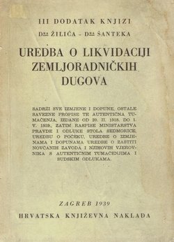 III dodatak knjizi Uredba o likvidaciji zemljoradičkih dugova