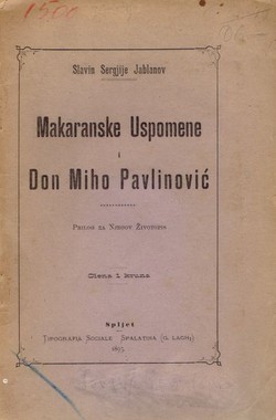 Makaranske uspomene i don Miho Pavlinović. Prilog za njegov životopis