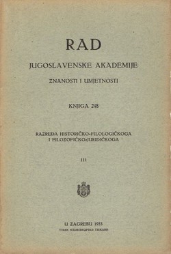 Rad JAZU. Knjiga 248. Razreda historičko-filologičkoga i filozofičko-juridičkoga 111/1933