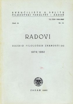 Radovi Filozofskog fakulteta u Zadru 19(11)/1980