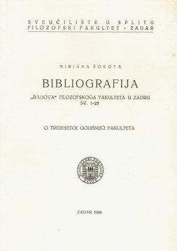 Bibliografija "Radova" Filozofskog fakulteta u Zadru sv. 1-25