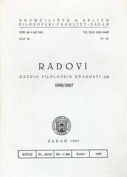 Radovi Filozofskog fakulteta u Zadru 26(16)/1986-87