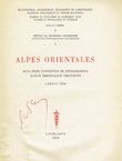 Alpes orientales. Acta primi conventus de ethnographia Alpium orentalium tractantis