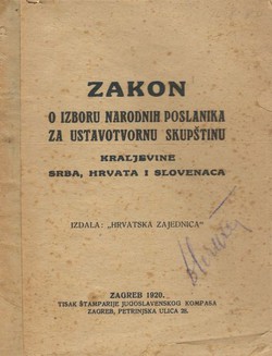 Zakon o izboru narodnih poslanika za Ustavotvornu skupštinu Kraljevine Srba, Hrvata i Slovenaca