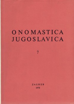 Onomastica jugoslavica 7/1978