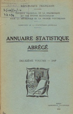 Annuaire statistique abrege. Deuxieme volume 1949