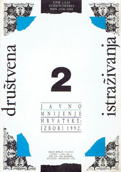 Javno mnijenje Hrvatske: Izbori 1992. (Društvena istraživanja 2/1992)